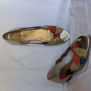 Van Eli Peep-Toe Flats - Multi-Color - Size 10 Slim
